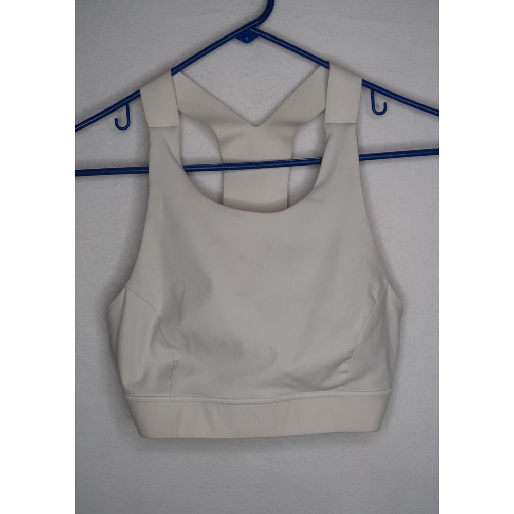 Lululemon Fast & Free Bra White Nulux Womens Size 8 High Neck Racerback Training